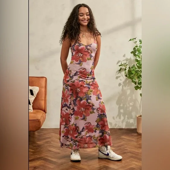 Urban Outfitters | Dresses | Uo Mesh Bloom Maxi Dress | Poshmark